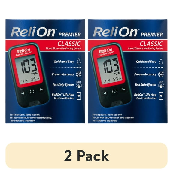 (2 pack) ReliOn Premier CLASSIC Blood Glucose Monitoring System