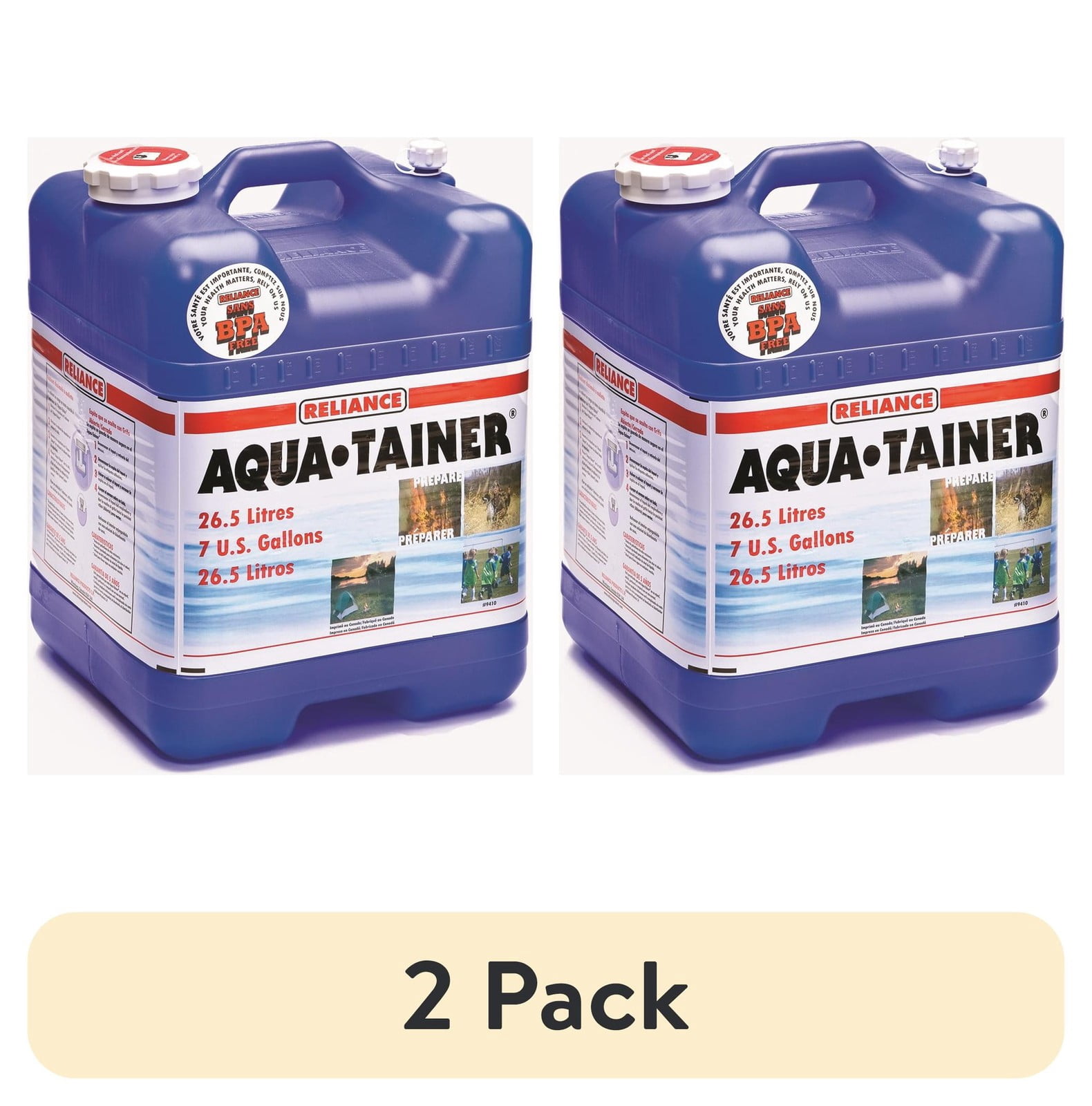 Water Container 7l (2 pack) Reliance Aqua-Tainer, 7 Gallon Water Container, Durable Leak ...