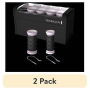 2 pack REMINGTON H1015E Ceramic Ionic Compact Hot Hair Rollers Set, 10-Piece with J-Clips, Dual Voltage, Black