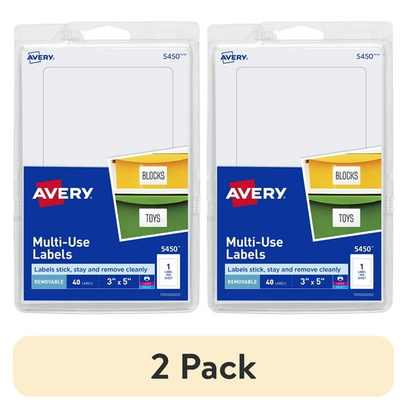 Avery Removable Labels, Removable Adhesive, 3" x 5", 40 Labels (5450)