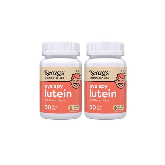 (2 pack) Renzos Eye Spy Lutein Vitamins for Kids, Sugar-Free, Vegan Melty Tabs, 30 Count