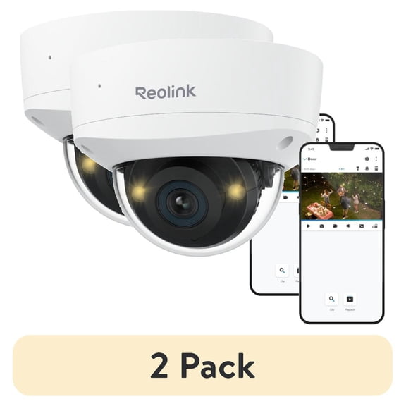 (2 pack) Reolink 12MP IK10 Vandal Proof 145° FOV PoE Security Camera 2-Way Audio Color Night Vision RLC-1240A