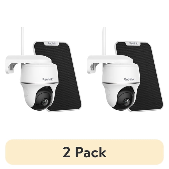 (2 pack) Reolink Argus PT Solar Panel, 5MP Pan Tilt Outdoor Security Battery-Powered 2.4/5GHz Wifi Camera, Smart Person/Vehicle Detection, 2-Way Audio