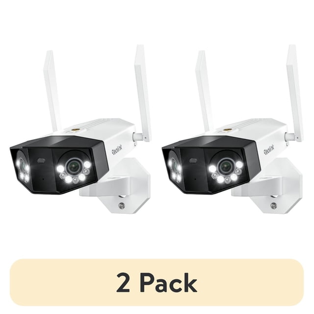 Colourful Vision (2 pack) Reolink Duo 3 WiFi 16MP 180° Dual-Lens Outdoor Camera, Color ...