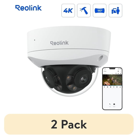 (2 pack) Reolink Duo 2V PoE 4K 8MP Dual-Lens 180° Outdoor IP Camera, IK10 Vandalproof & IP67 Weatherproof, Spotlight Color Night Vision, Smart AI Person/Vehicle/Animal Detection, Two-Way Talk