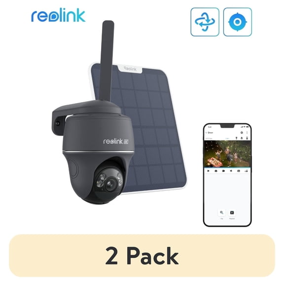 (2 pack) Reolink Go PT Ultra 4K 8MP Wireless 4G LTE PT Battery Camera Color Night Smart Detection with Solar