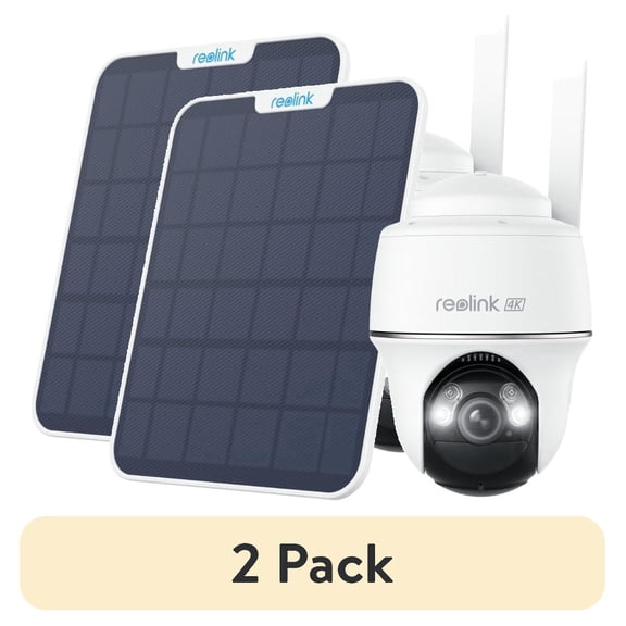 (2 pack) Reolink Go PT Ultra 4K Security Camera with Solar Panel, 8MP 4G LTE Wireless with Pan and Tilt, Color Night Vision, Smart Human/Vehicle/Pet Detection, SIM Card Included, Local Storage up to 128GB