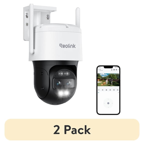 (2 pack) Reolink TrackMix WiFi 8MP 4K PTZ Dual Lens Outdoor Plug-in Security Camera,Auto Tracking Smart Detection 6X Hybrid Zoom Color Night Vision