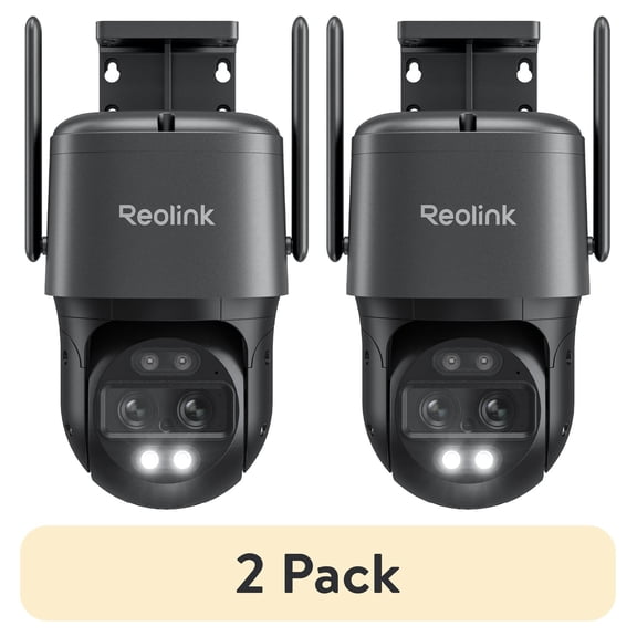 (2 pack) Reolink TrackMix WiFi 4K 8MP PTZ Plug-in Gray Security Camera Dual-Lens with Auto Tracking, 6x Hybrid Zoom, Color Night Vision, Smart Detection, IP65 Weatherproof and Local Storage up to 512GB