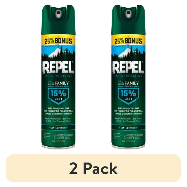 (2 pack) Repel Insect Repellent Scented Family Formula Aerosol, 15% DEET, 8.125 Ounces