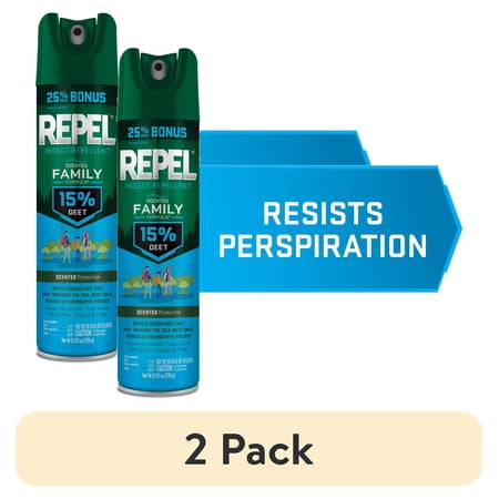 (2 pack) Repel Scented Family Formula Insect and Mosquito Repellent, Bug Spray with 15% DEET, 8.125 Oz