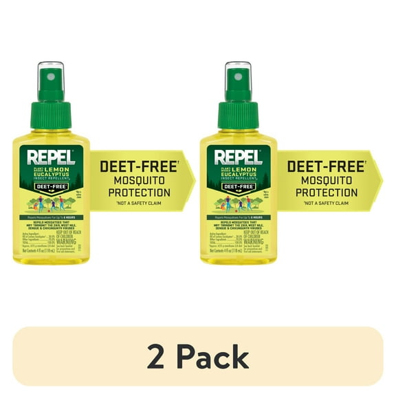 (2 pack) Repel Plant-Based Lemon Eucalyptus Insect Repellent, DEET-Free Pump Spray, 4 Ounces