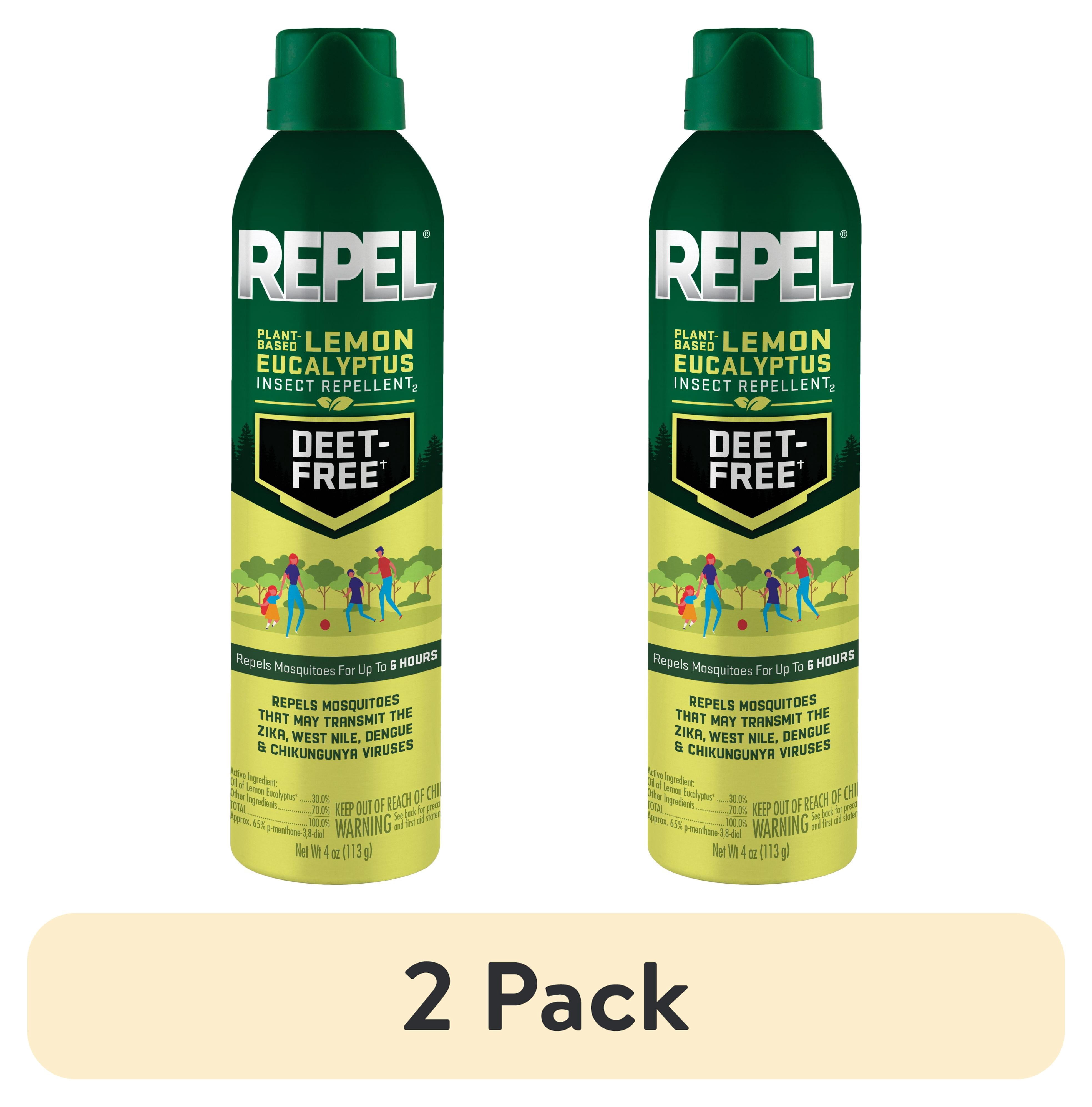 (2 pack) Repel Plant-Based Lemon Eucalyptus Insect and Mosquito Repellent, DEET-Free Bug Spray, 4 Oz