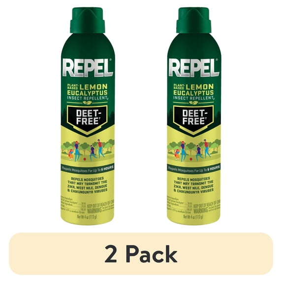 (2 pack) Repel Plant-Based Lemon Eucalyptus Insect and Mosquito Repellent, DEET-Free Bug Spray, 4 Oz