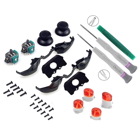 2-pack Replacement Thumbsticks Joysticks Black Replacement LB RB Bumpers Triggers Buttons(with ABXY Buttons Mod