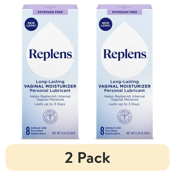 (2 pack) Replens Long Lasting Vaginal Moisturizer with 8 Pre-Filled Applicators