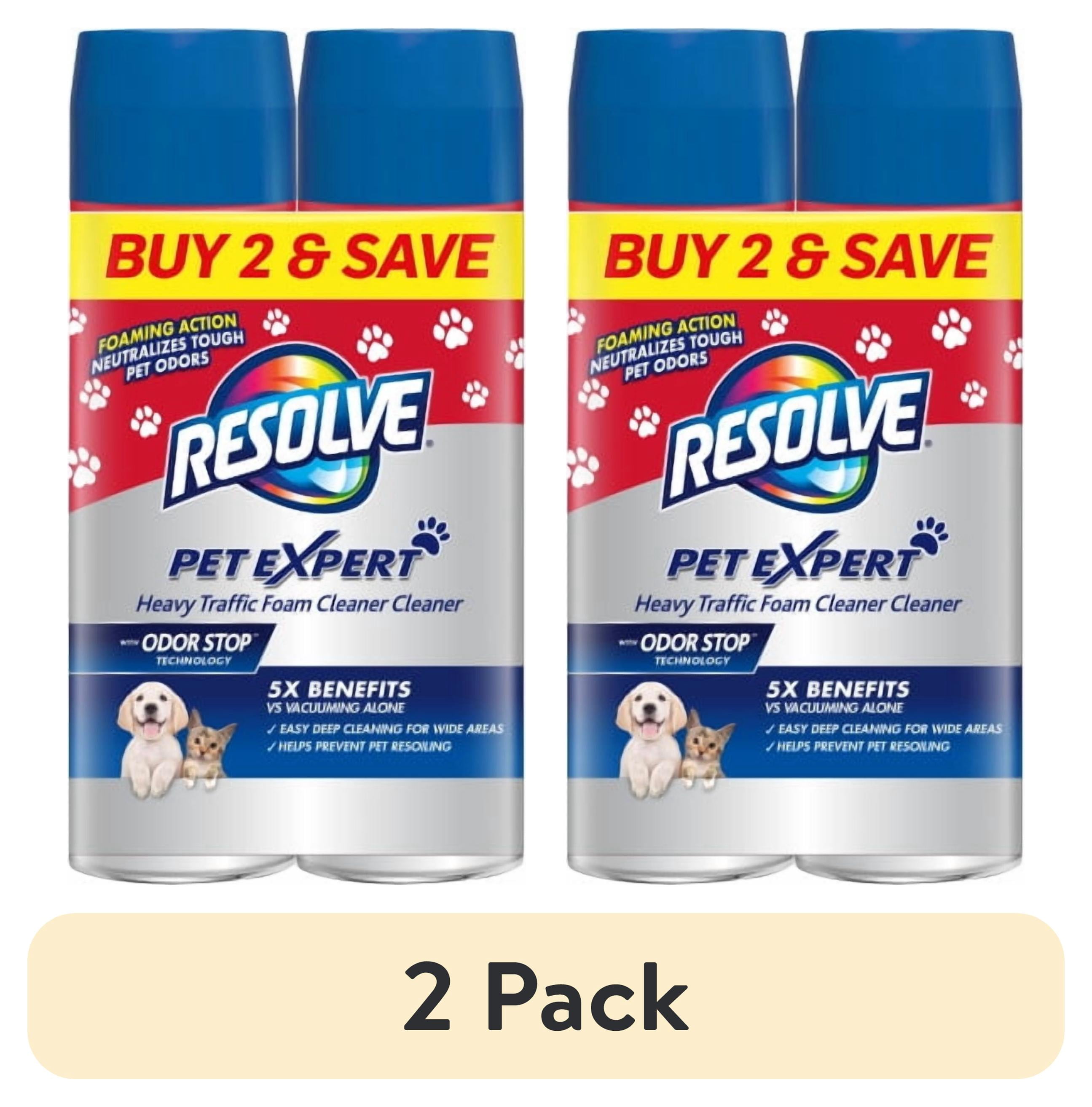 (2 pack) Resolve Pet Expert High Traffic Carpet Stain Cleaner Solution and Odor Remover Foam, 22 oz, 2 Count
