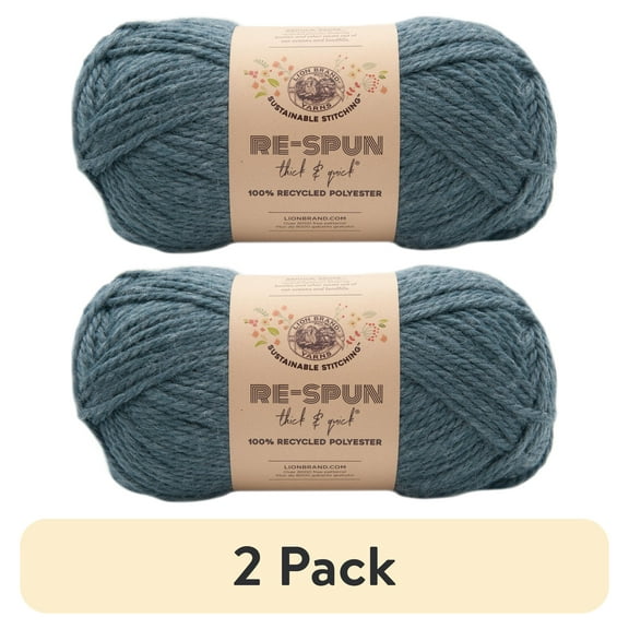 (2 pack) Lion Brand Yarn Re-Spun T&Q Night Sky 843-110AT Recycled Super Bulky 223yd 12oz Yarn
