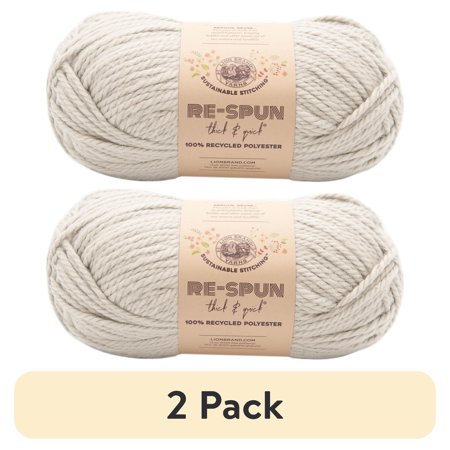 (2 pack) Lion Brand Yarn Re-Spun T&Q Pumice Stone 843-150AM Recycled Super Bulky 223yd 12oz Yarn