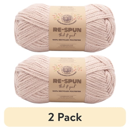(2 pack) Lion Brand Yarn Re-Spun Thick & Quick Super Bulky #6 Recycled Polyester Sepia Rose Yarn, 223 yards