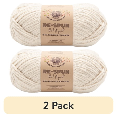 (2 pack) Lion Brand Yarn Re-Spun T&Q Whipped Cream 843-098AF Recycled Super Bulky 223yd 12oz Yarn