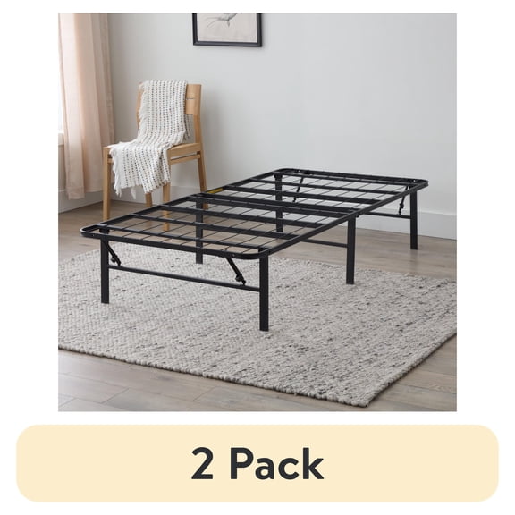 (2 pack) Rest Haven 14" Black Steel Platform Bed Frame, Twin XL