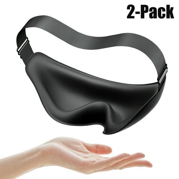 (2 pack) Restnature Sleep Mask, 100% Blackout, Adjustable & Secure Fit, Black Eye Mask for Sleeping