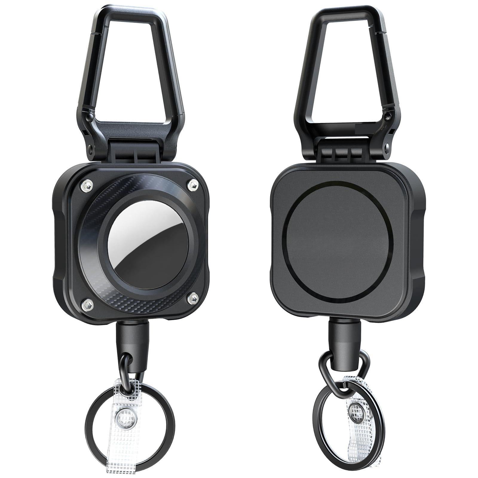 2-pack Retractable Keychain For Airtag Holder  Badge Reel With 31.5" Wire Rope 10 000+ Rebound 8oz Easy Installation Keys Luggage