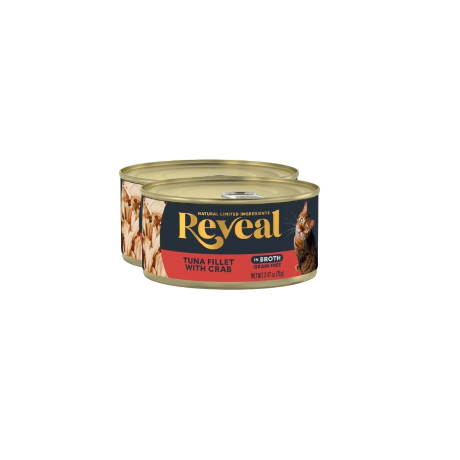(2 pack) Reveal Natural Wet Cat Food, Tuna Fillet with Crab in Broth, 2.47 oz