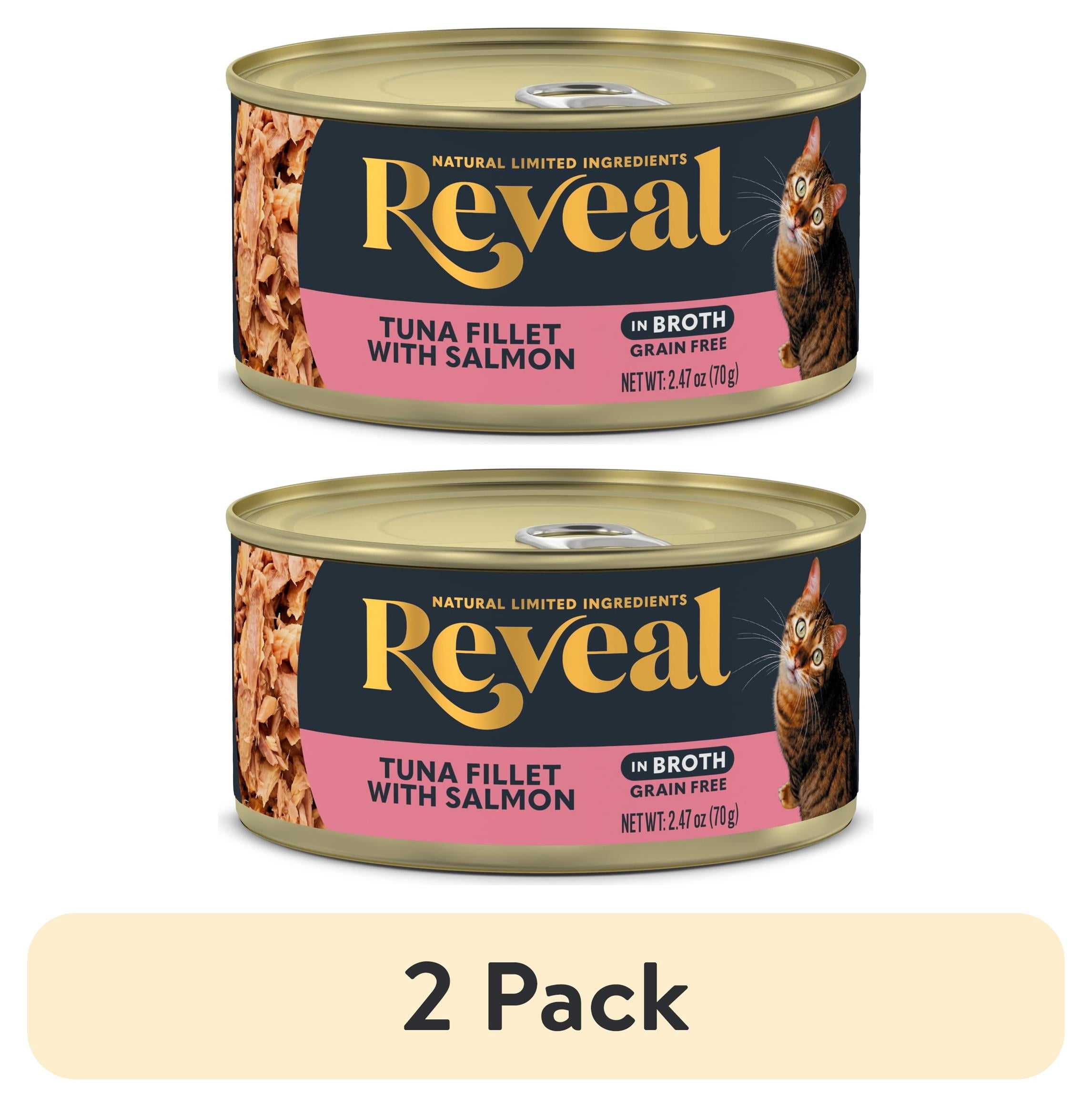 (2 pack) Reveal Natural Wet Cat Food, Tuna Fillet with Salmon in Broth, 2.47 oz Can