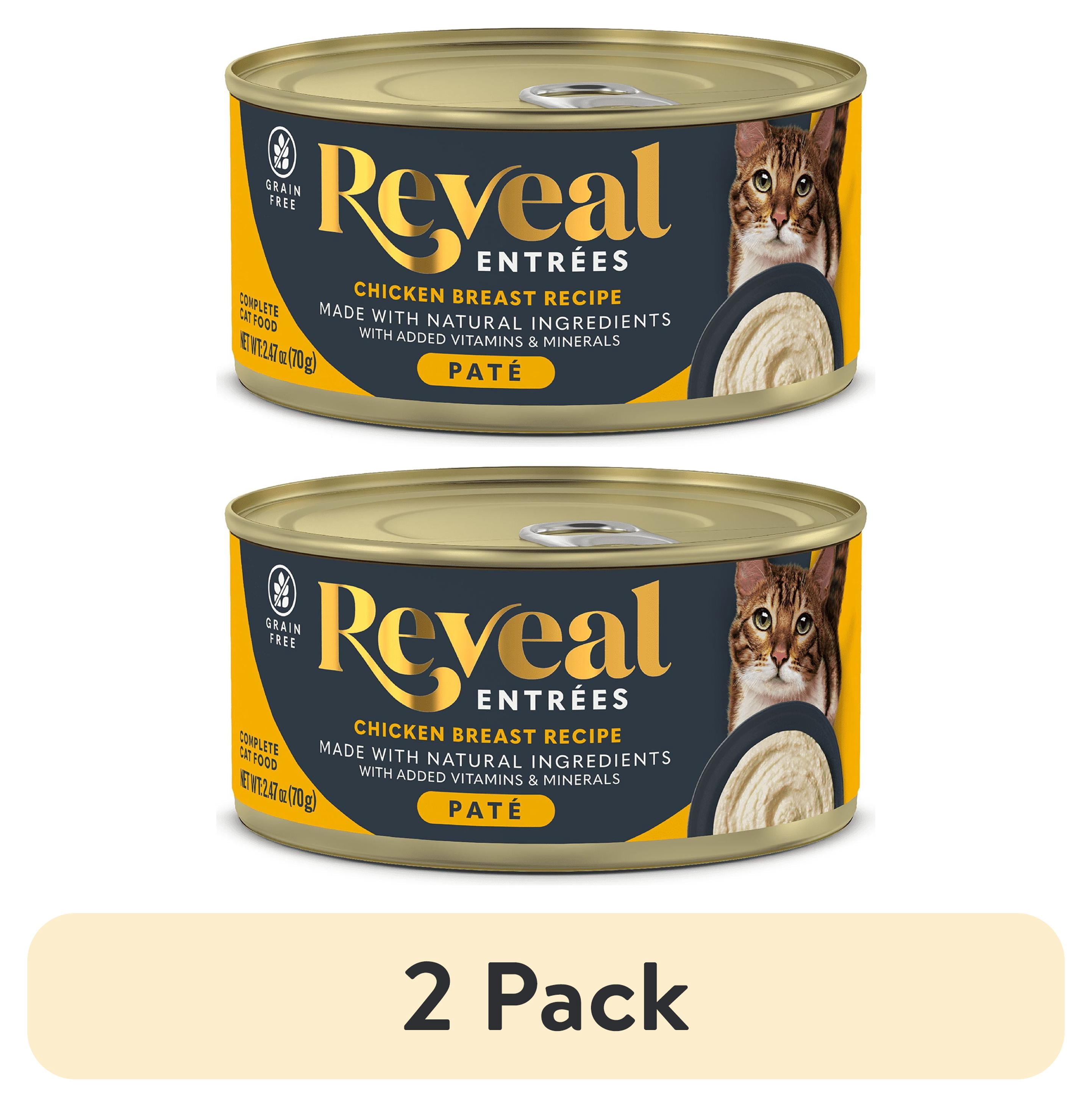 (2 pack) Reveal Pet Food Entrees Natural Wet Cat Food Chicken Pate in Broth 2.47 oz Can