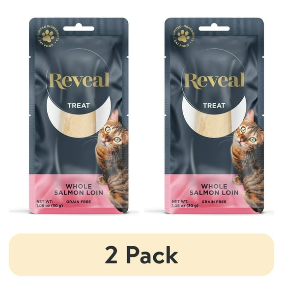 (2 pack) Reveal Pet Food, Whole Salmon Loin Cat Treat, 1.06 oz Pouch