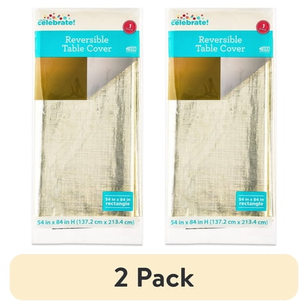(2 pack) Reversible Gold Foil Tablecloth 84" x 54" by Way to Celebrate