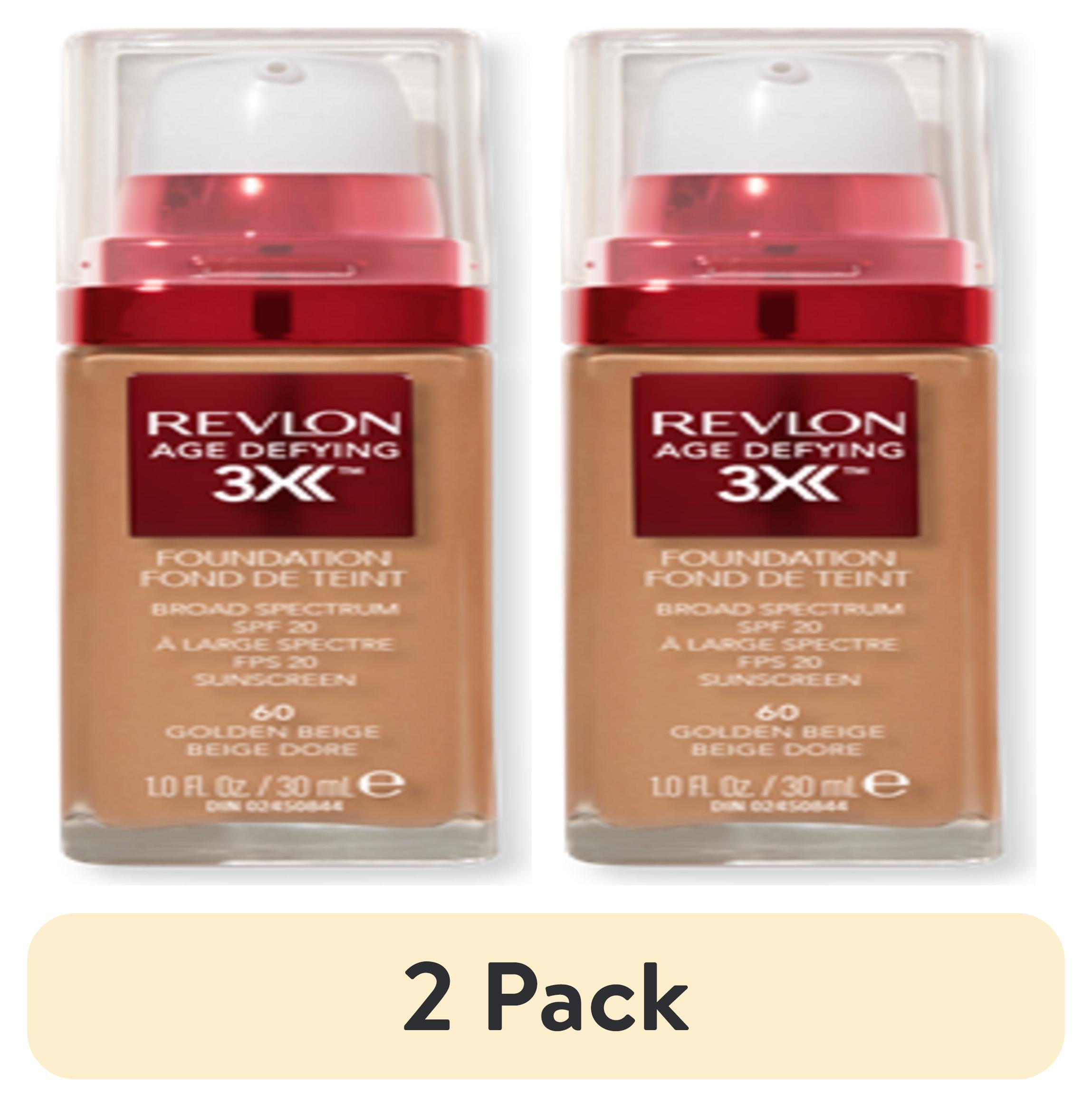 (2 pack) Revlon Age Defying 3X Cream Foundation Makeup, SPF 20, Golden Beige, 1 fl oz