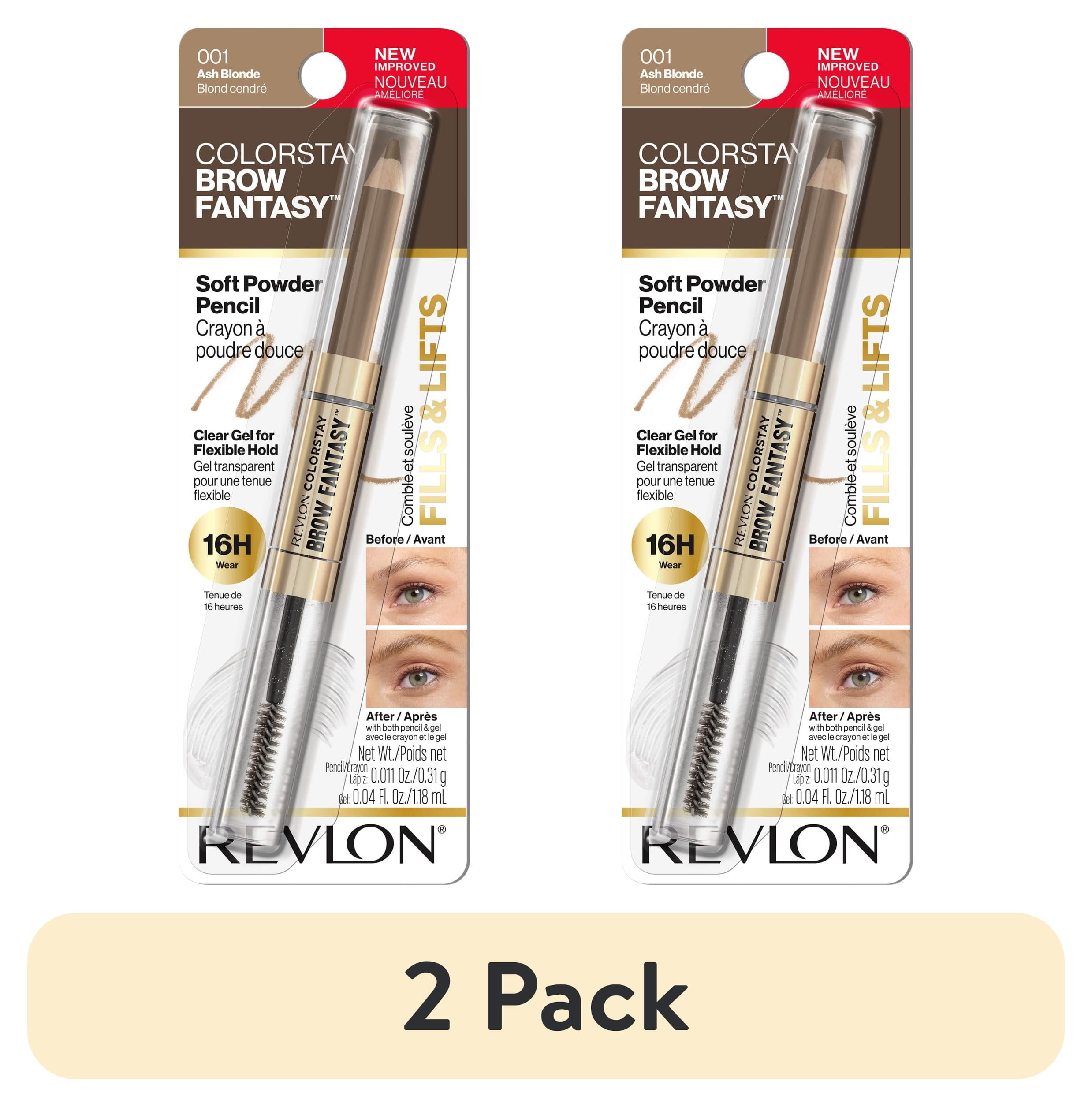 (2 pack) Revlon ColorStay Brow Fantasy, Eyebrow Pencil with Clear Shaping Gel, 001 Ash Blonde