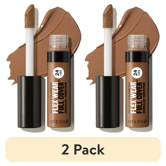 (2 pack) Revlon ColorStay Flex Wear Concealer, Full Coverage, 24HR Wear, 076 Caramel, 0.34 fl oz