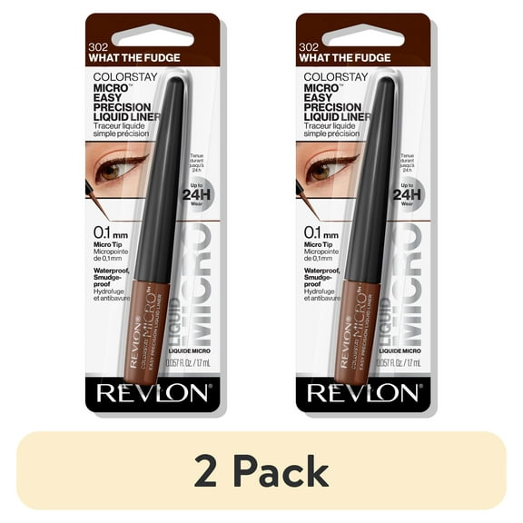 (2 pack) Revlon ColorStay Micro Easy Precision Liquid Eyeliner, 24hr Coverage, 302 What the Fudge, 0.057 fl oz