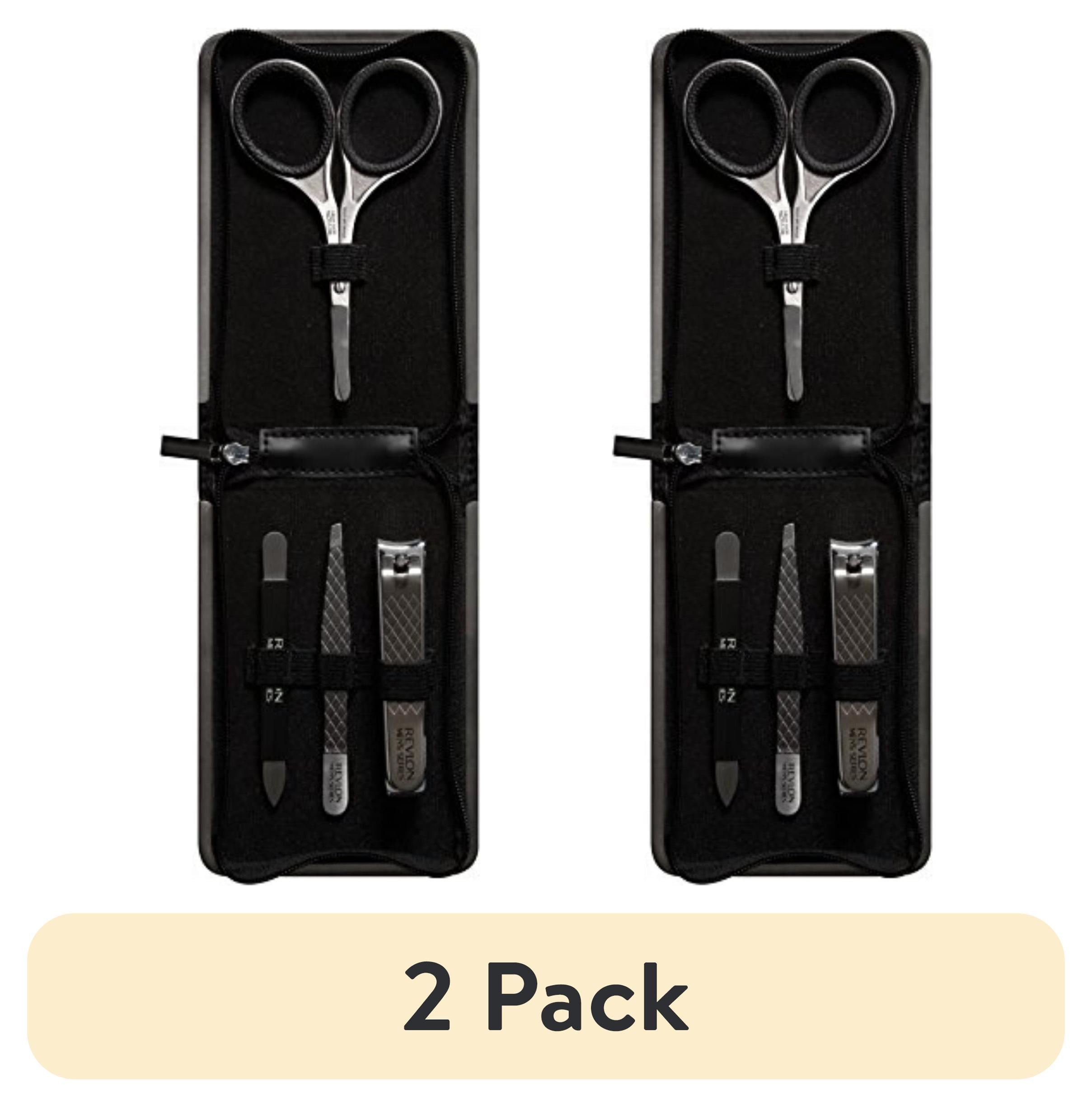 2 pack) PR REV Revlon Men's Grooming Kit, Nail & Facial Hair Care