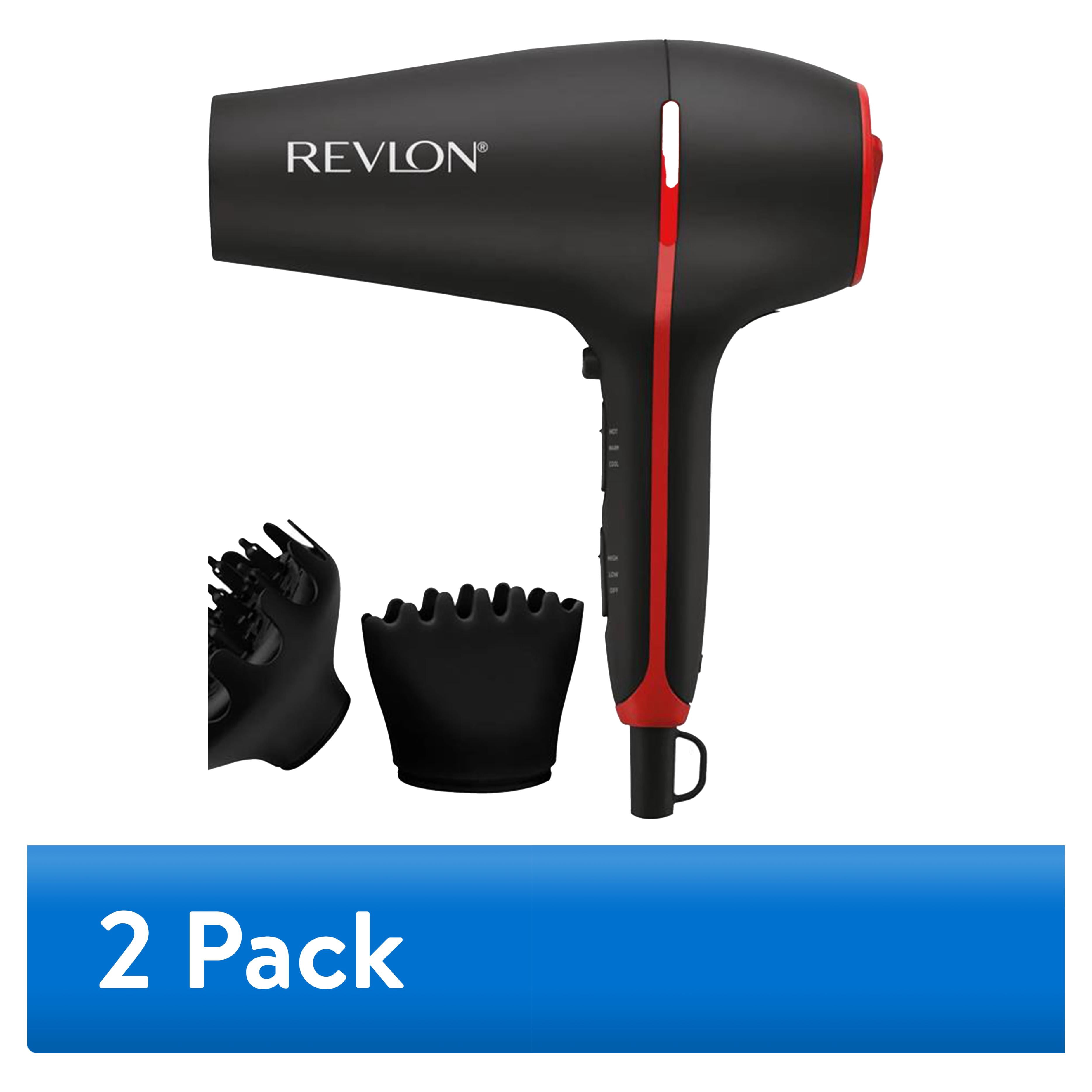 (2 pack) Revlon Smoothstay Coconut Oil-Infused Ceramic Hair Dryer with Diffuser, Black