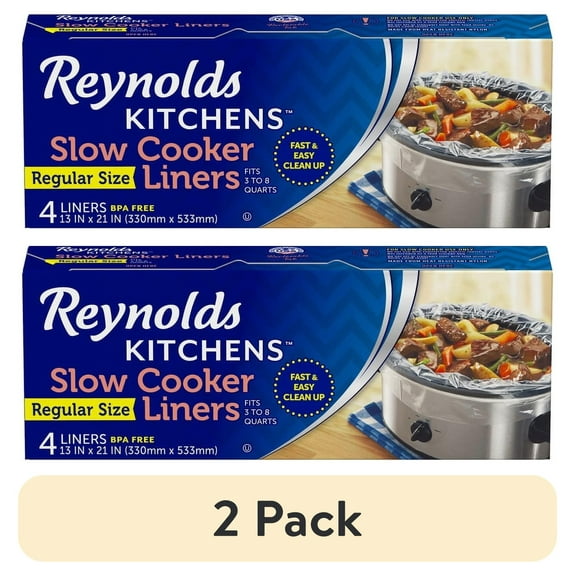 (2 pack) Reynolds Slow Cooker Liners 13' X 21", 4 Liners