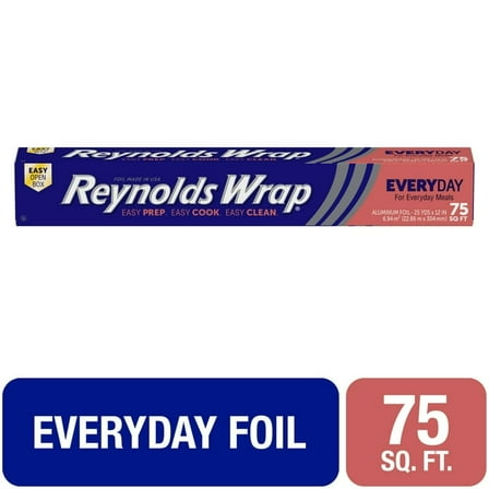 (2 pack) Reynolds Wrap Everyday Strength Aluminum Foil, 75 square feet