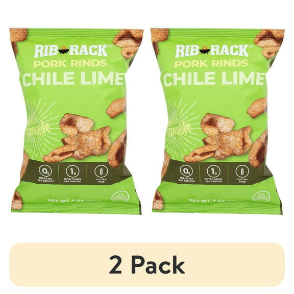(2 pack) Rib Rack Chile Lime Pork Rinds 4oz