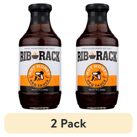 (2 pack) Rib Rack Hot Honey BBQ Sauce, 19 oz