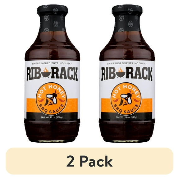 (2 pack) Rib Rack Hot Honey BBQ Sauce, 19 oz