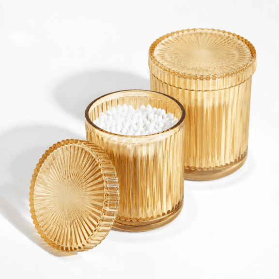 2-pack Ribbed Glqtip Holder Vanity & Bathroom Makeup Storage
