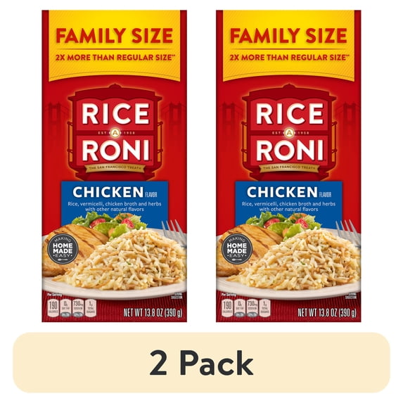 (2 pack) Rice-A-Roni Chicken Rice & Vermicelli Mix Packaged Meal, Family Size, Shelf-stable 13.8 oz Box