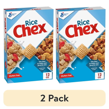 (2 pack) Rice Chex Gluten Free Breakfast Cereal, Homemade Chex Mix Ingredient, 12 oz
