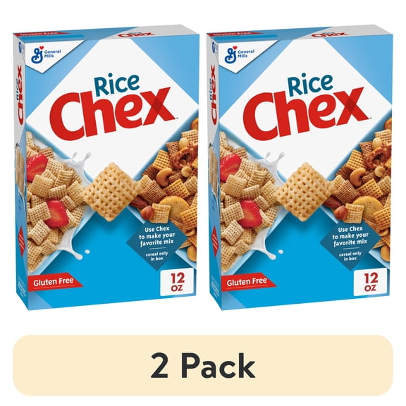 (2 pack) Rice Chex Gluten Free Breakfast Cereal, Homemade Chex Mix Ingredient, 12 oz