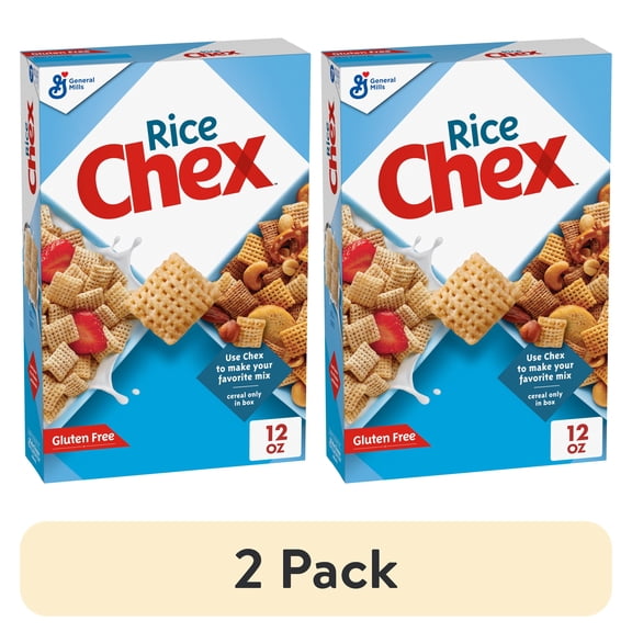 (2 pack) Rice Chex Gluten Free Breakfast Cereal, Homemade Chex Mix Ingredient, 12 oz