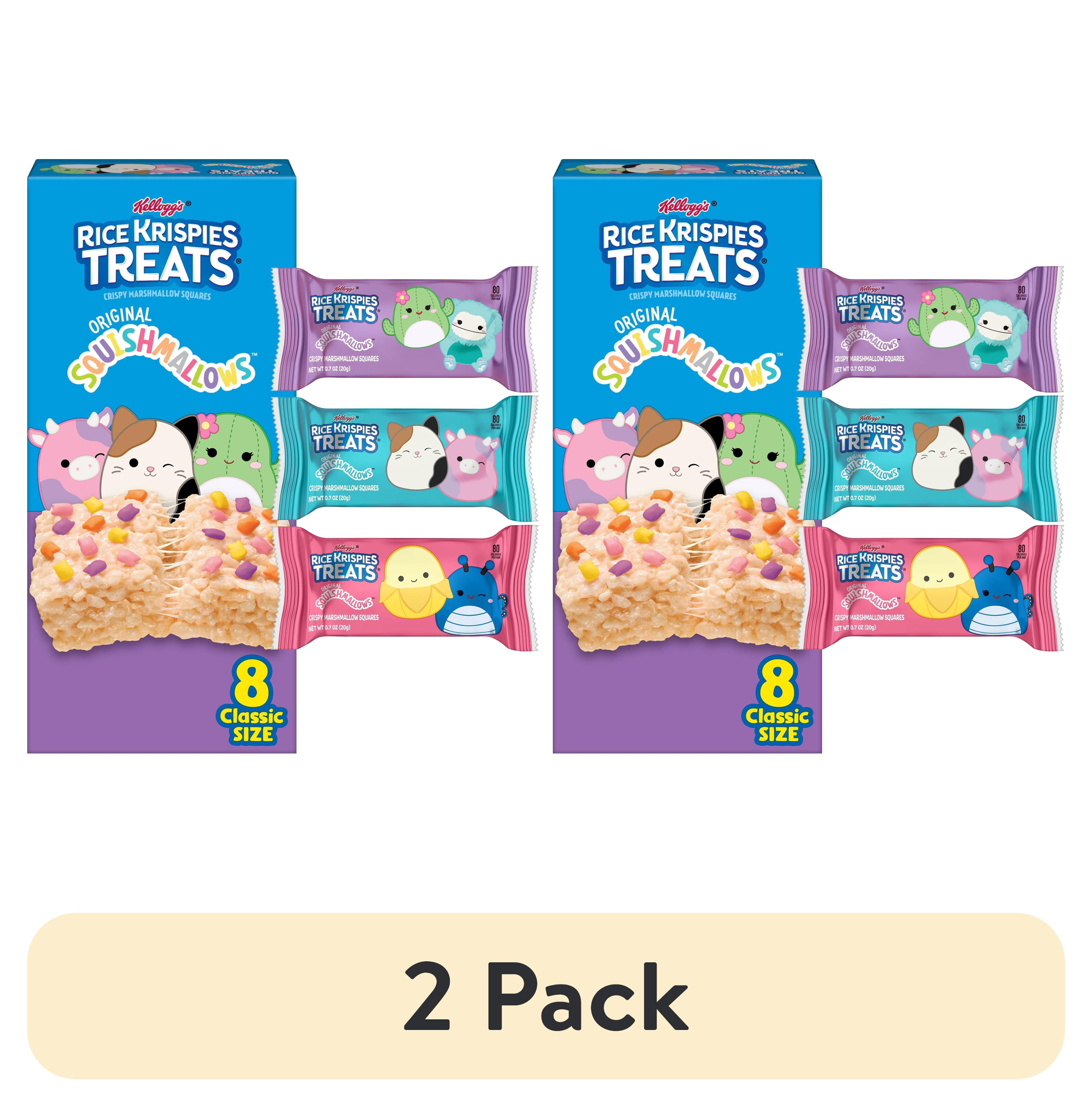(2 pack) Rice Krispies Treats Original Squishmallows Chewy Crispy Marshmallows Squares, Kids Snacks, 5.6 oz, 8 Count